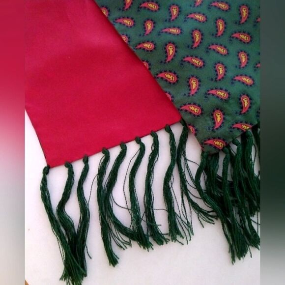 Men's Long Scarf Fringe Paisley Vintage - Picture 6 of 8